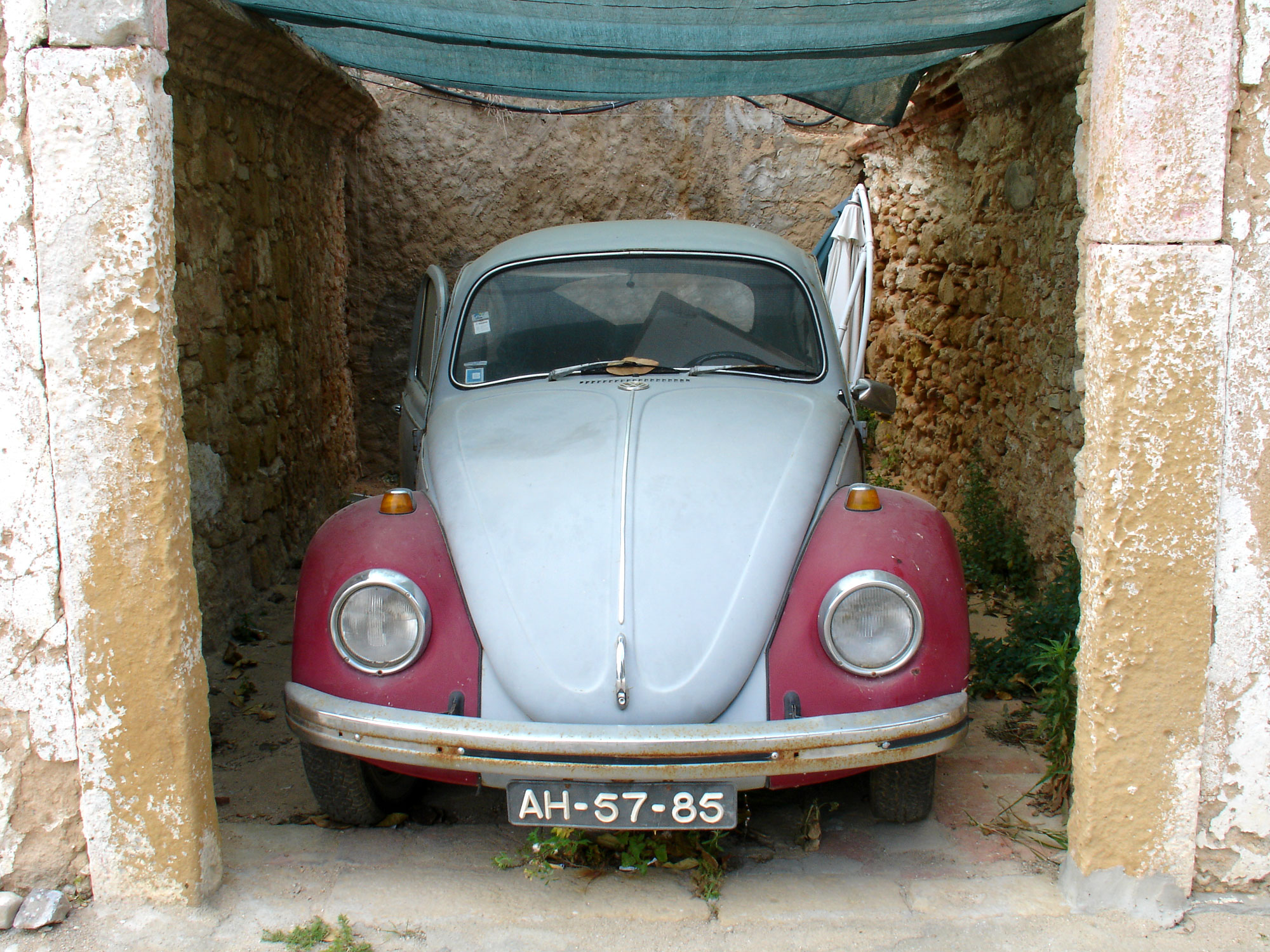 a car parked in a garage